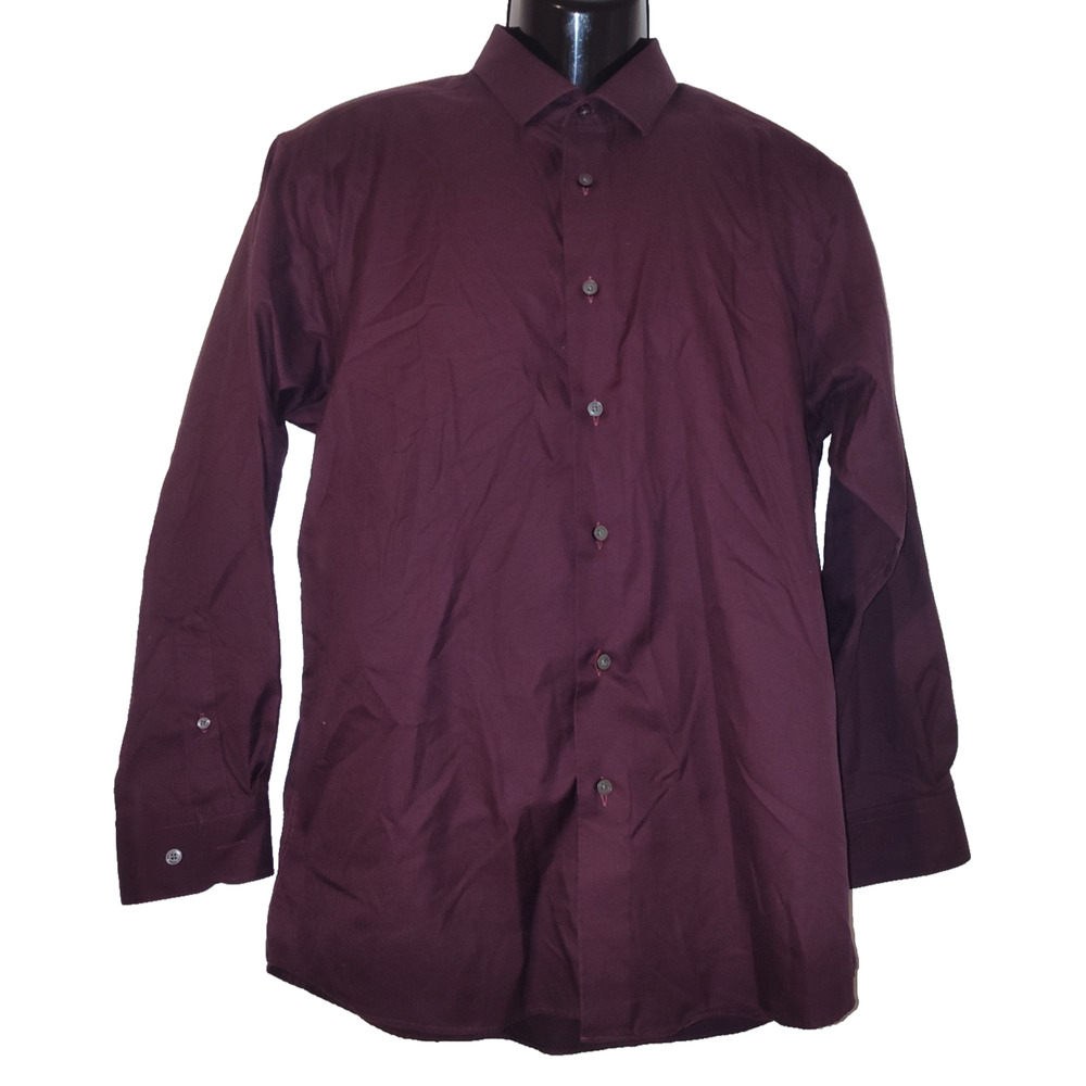 Kenneth Cole Men's Purple Slim Fit Long Sleeve Dress Shirt Size 16.5 BG15